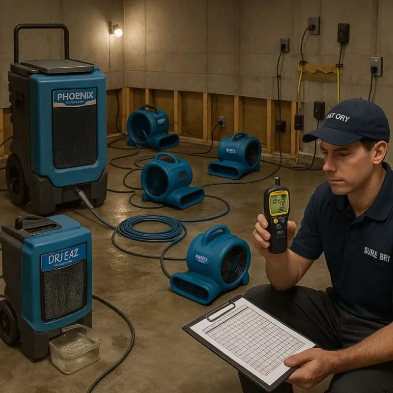 Structural Drying and Dehumidification process in Springdale, MD